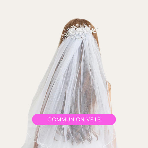 first communion dress and veils